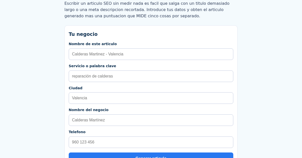 SEOLocal: Generador de Artículos SEO para Negocios Locales